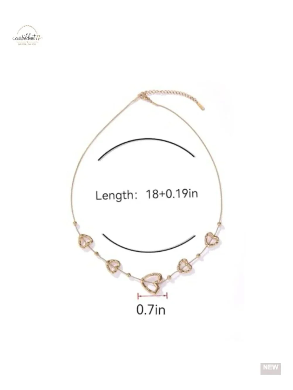 18K Gold Plated Open Heart Layered Necklace Dainty Y-Necklace Minimalist